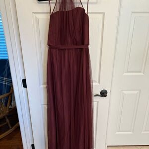 Elegant Burgundy Strapless Gown